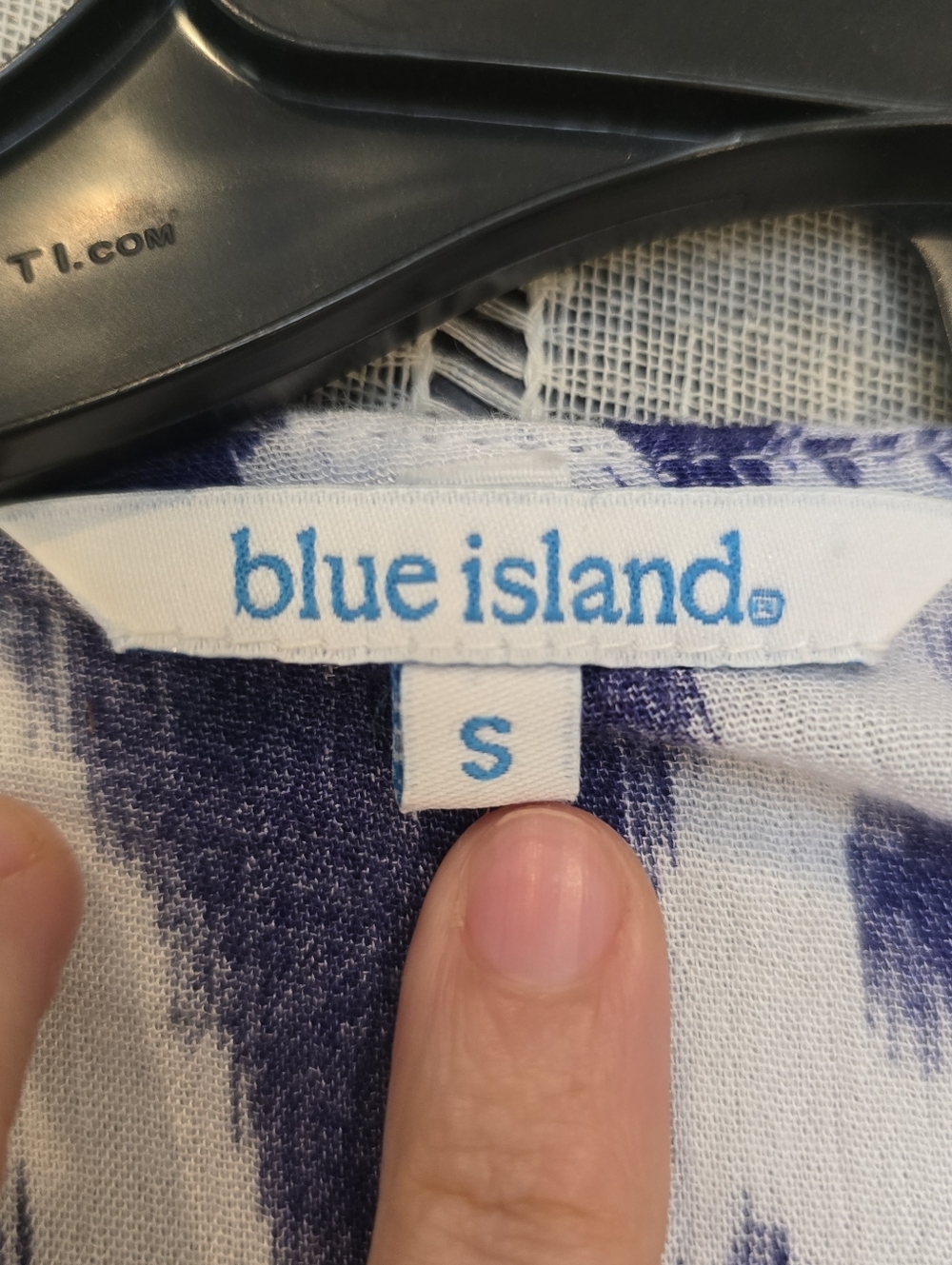 Blue Island Women's Blue/White Boho Flowy Tie Front Beach Cover Up Size Small - Picture 3 of 11